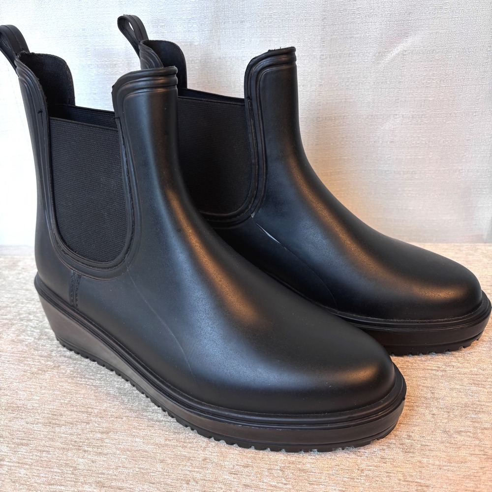 C & C California Chelsea Lug Sole Rain Bootie Platform Black Womens Sz 9